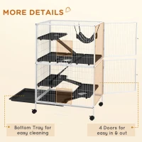 PawHut 5-Tier Rolling Small Animal Cage, Deluxe Guinea Pig Cage, Ferret Cage for Mink Chinchilla Kitten Rabbit, Light Grey(m-7)