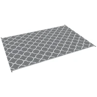 Outsunny Waterproof  Outdoor Rug, 6' x 9' RV Rug Reversible Mat for Backyard, Deck, Picnic, Beach, Camping, Grey & White Net(m-2)