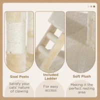 PawHut 49” Deluxe Cat Tree Furniture Scratching Pet Tower Kitten Play Post (Creamy White)(m-5)