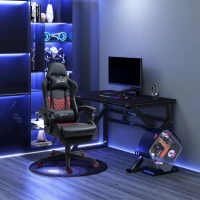 Vinsetto Racing Gaming Chair Diamond PU Leather Office Gamer Chair High Back Swivel Recliner with Footrest, Lumbar Support, Adjustable Height, Black(m-2)