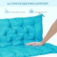 Outsunny Porch Swing Cushion Garden Bench Cushion with Backrest, Non-Slip 3-Seater Soft Pad, Swing Chair Mat Replacement for Indoor and Outdoor, 59.1" x 38.6", Turquoise(m-5)