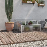 Outsunny 39" Aluminum Vented Cold Frame Mini Greenhouse Kit with Adjustable Roof, Polycarbonate Panels, & Strong Design(m-10)