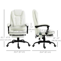 Vinsetto 7-Point Vibrating Massage Chair, Reclining Office Chair with Footrest, Reclining Back, Adjustable Height, White(m-3)