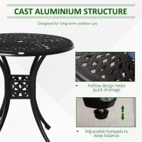 Outsunny 30" Round Patio Dining Table with Umbrella Hole, Antique Cast Aluminum Outdoor Bistro Table Only, Black(m-4)