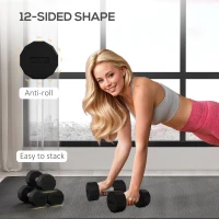 Soozier 2 x 15lbs Dumbbells Set with Non-Slip Grip, Rubber Covered Weights for Men Women Home Gym Workout(m-4)