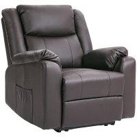 HOMCOM PU Leather Reclining Chair, Recliner Chair for Living Room with Footrest and 2 Side Pockets, Brown(m-2)