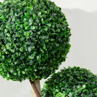 HOMCOM 35.5" Artificial Plant for Home Decor Indoor & Outdoor Fake Plants Artificial Tree in Pot, Ball Boxwood Topiary Tree for Home Office, Living Room Decor, Set of 2, Green(m-8)