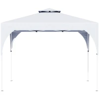 Outsunny 10'x10' Pop Up Canopy, Easy Set Up Party Tent with 2 Tier Vented Roof and Carrying Bag for Outdoor, Garden, Camping, White(m-11)