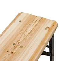 Outsunny 3 Pieces Folding Picnic Table Set, Portable Folding Picnic Table and Benches with Steel Frame for Garden, Park, Natural Wood(m-9)
