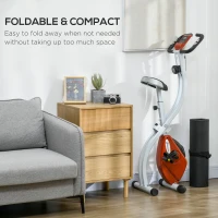 Soozier Foldable & Quiet Exercise Bike with 8-Level Magnetic Resistance, Pulse Sensor, Wheels and LCD Monitor, Red(m-9)