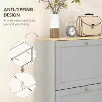 HOMCOM Modern Shoe Storage with 3 Flip Drawers and Adjustable Shelves, Shoe Cabinet Organizer for 12-18 Pairs of Shoes, Grey(m-7)