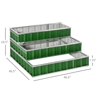 Outsunny 3 Tier Raised Garden Bed Outdoor Metal Patio Planter Box with Gloves,  4' x 4' x 2' for Backyard, Patio to Grow Vegetables, Herbs, and Flowers, Green(m-3)