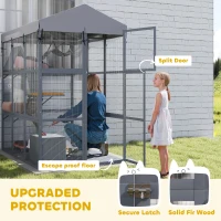 PawHut 81"H Catio Outdoor with Floor to Prevent Escaping & Easy Cleaning, for 2-4 Cats Kittens, Grey(m-5)