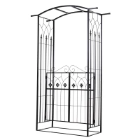 Outsunny 7' Metal Garden Arbor Arch with Lucky Leaf Clover Doors for Ceremony, Weddings, Party, Backyard and Lawn(m-1)
