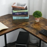 HOMCOM L-Shaped Computer Desk, 59" Corner Table for PC with CPU Holder Stand, Industrial Writing Workstation for Home Office, Study, Dorm, Rustic Brown(m-10)
