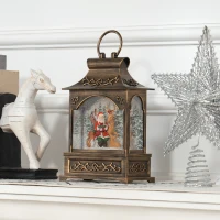 HOMCOM Musical Christmas Snow Globe, Lighted Lantern Snow Globe with Swirling Glitter, Battery Operated Xmas Decoration, Bronze(m-6)