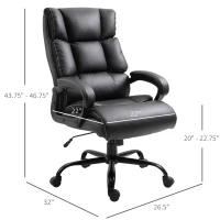 Vinsetto Ergonomic Heavy-Duty Office Chair with Adjustable Height, PU Leather, Rocker, 360° Swivel, 400lbs Capacity, Black(m-3)
