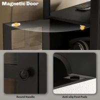 HOMCOM Narrow Side Table End Table with Charging Station, USB Ports, Modern End Table with Storage for Living Room, Black(m-6)