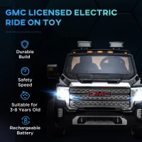 Aosom 12V GMC Sierra HD Battery Kids Ride On Car with Remote Control, Bright Headlights, & Working Suspension, Black(m-4)
