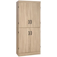 HOMCOM 70" 4-Door Storage Cabinet, Freestanding Pantry Cabinet with Adjustable Shelves for Living Room, Natural(m-2)