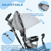 Qaba 6 in 1 Tricycle for Toddler 1-5 Years with Parent-Push Handle, Grey(m-5)