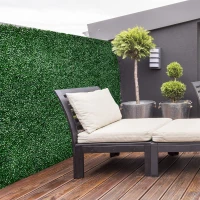 Outsunny 12PCs Grass Wall Panels, 20" x 20" Artificial Grass Wall Decor, Greenery Backdrop Panels Wall for Outdoor, Indoor, Garden, Fence, Backyard, Dark Green(m-2)
