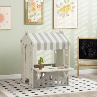 Qaba Kids Playhouse, Indoor Sleek Play House Cottage Pretend Role Games, with Arched Doors, for Ages 1-6 Years(m-8)