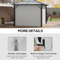 Outsunny Gazebo Replacement Sidewalls 4-Panel Privacy Wall for 10' x 12' Canopy, Outdoor Shelter Curtains Accessories Light Grey(m-5)