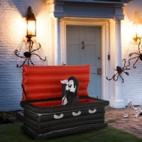 HOMCOM 6FT W Halloween Inflatables Outdoor Decorations Vampire and Giant Coffin, Blow Up LED Yard Decor, for Garden, Lawn, Party, Holiday(m-10)