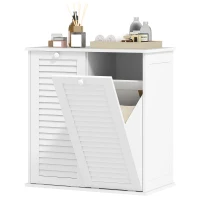 HOMCOM Tilt Out Laundry Cabinet, Laundry Basket Cabinet with 2 Baskets and 2 Louvered Doors, White(m-2)