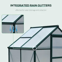 Outsunny 6' x 4' Greenhouse for Outdoors, Polycarbonate Greenhouse with Rain Gutter and Roof Vent, Aluminum Walk-in Green Houses for Outside for Patio Backyard Garden, Dark Green(m-9)
