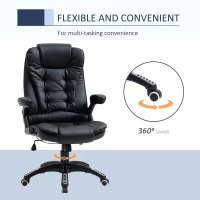 Vinsetto Executive Chair PU Leather Recliner Office Chair, with Swivel Wheels, Arm, Adjustable Height, High Back, Black(m-7)