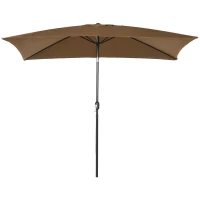 Outsunny 6.5x10ft Rectangle Aluminum Tilt Patio Umbrella, Garden Market Parasol, Outdoor Sunshade Canopy with Crank, Coffee(m-11)