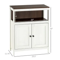 kleankin Modern Bathroom Storage Cabinet, Free Standing Bathroom Cabinet, Open Compartment and Cupboard with Adjustable Shelf, White and Walnut(m-3)
