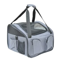 PawHut 3in1 Pet Car Booster Seat Dog Carrier Travel Bag Gray(m-2)