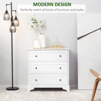 HOMCOM 3-Drawer Dresser Tower Storage Cabinet, Chest of Drawers for Bedroom, Hallway, Living Room and Bathroom, White(m-4)