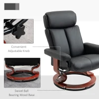 HOMCOM Recliner Chair with Ottoman, 360° Swivel Reclining Chair with Wood Base and Matching Footrest, Black(m-6)