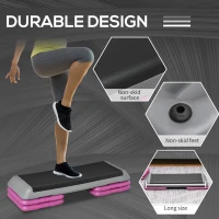Soozier 43" Adjustable Aerobic Platform Stepper 3 Level with Risers 4” 6” 8” Cardio Fitness Trainer Workout Step Home Gym Exercise, Black Purple(m-5)