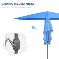 Outsunny 6.5x10ft Patio Umbrella, Rectangle Market Umbrella with Aluminum Frame and Crank Handle, Garden Parasol Outdoor Sunshade Canopy, Blue(m-5)