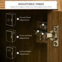 HOMCOM Sideboard Buffet Cabinet, Glass Door Credenza, Coffee Bar Cabinet with Adjustable Shelf, Natural(m-7)