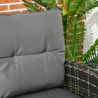 Outsunny 6 Piece Patio Furniture Set with Patio Chairs, Ottomans, Sofa, Glass Top Table and Cushions, Wicker Rattan Outdoor Furniture Set for Backyard, Porch, Grey(m-9)