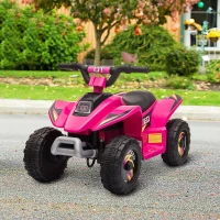 Aosom 6V Kids ATV 4-Wheeler Ride on Car, Electric Motorized Quad Battery Powered Vehicle with Forward/Reverse Switch for 18-36 Months Old Toddlers, Pink(m-9)
