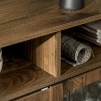 HOMCOM Sideboard with Glass Sliding Doors, Buffet Cabinet, Coffee Bar Cabinet with Adjustable Shelf, Walnut(m-8)