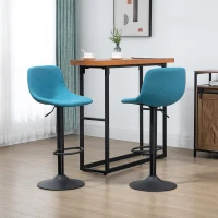 HOMCOM Adjustable Bar Stools, Swivel Bar Height Chairs Barstools Padded with Back for Kitchen, Counter, and Home Bar, Set of 4, Blue(m-10)