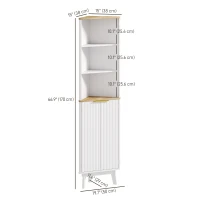 HOMCOM 67" Tall Bathroom Cabinet, Narrow Bathroom Storage Cabinet with Curved Profile Design and Adjustable Shelves, White(m-3)