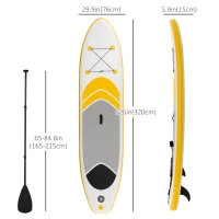Outsunny Inflatable Paddle Board, Stand Up Paddle Board Adjustable Aluminum Paddle Non-Slip Deck Spray-painted Board, with ISUP Accessories & Carry Bag, 10'5'' x 30" x 6", Yellow(m-3)