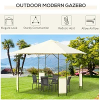 Outsunny 10' x 10' Patio Gazebo, Outdoor Gazebo Modern Canopy Shelter with Vents Roof and Steel Decorative Columns, for Garden, Lawn, Backyard and Deck(m-4)