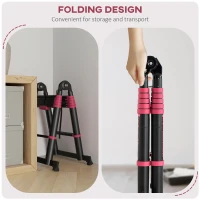 HOMCOM 12ft Aluminium Telescopic Extension Ladder, Heavy Duty Extendable Telescoping Ladder with Locking Mechanism, Non-slip Feet 330 Pound Capacity, EN131 Standard, Black(m-5)