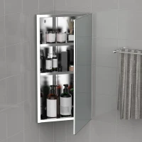 kleankin 12 Inch x 24 Inch Triangle Corner Mirror Medicine Cabinet Wall Mounted with Door 3 shelves, Multipurpose Storage Organizer for Bathroom(m-2)