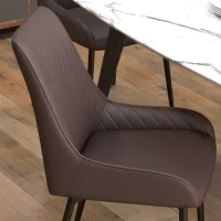 HOMCOM Upholstered Kitchen Chairs, Modern Dining Chairs Set of 4 with Diamond Tufting and Steel Legs for Dining Room, Brown(m-7)
